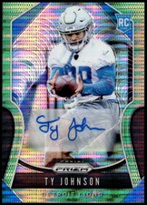 2019 Panini Prizm #399 Ty Johnson Rookie Autographs Prizm Neon Green E1