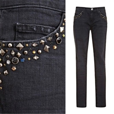 Current Elliot Jeans The Ankle Skinny Townhouse w Embellished Pockets Studded 26