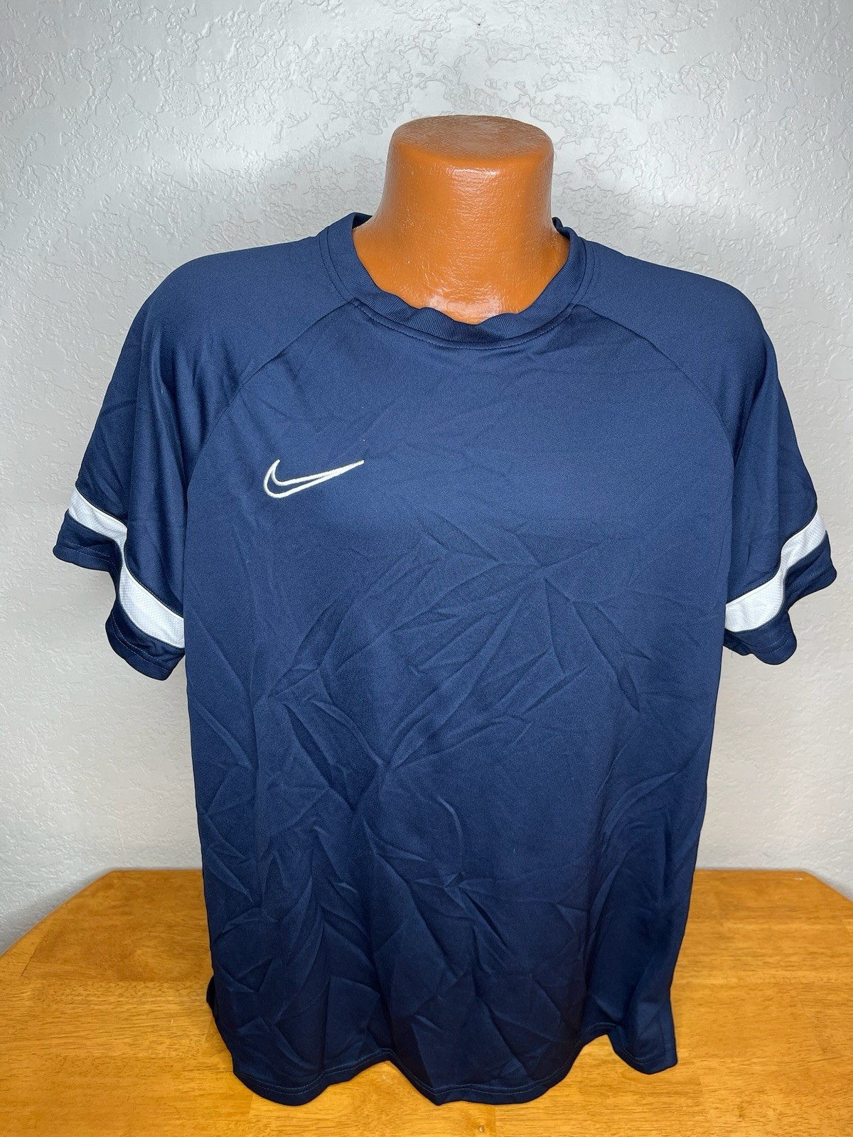 Men's Nike Dri Fit S/S Athletic T-Shirt Shirt Extra Large XL _ Navy Blue + Poly