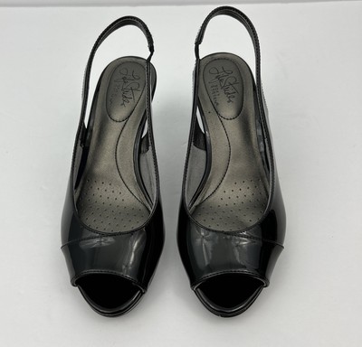 Life Stride Soft System Women s Invest Peep Toe Shoes Size 7W Black