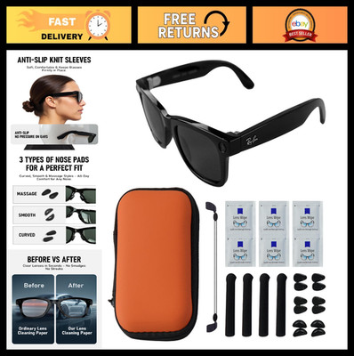 Smart Glasses Accessory Kit - Storage Case, Nose Pads, Lanyard, Lens Cleaners, H