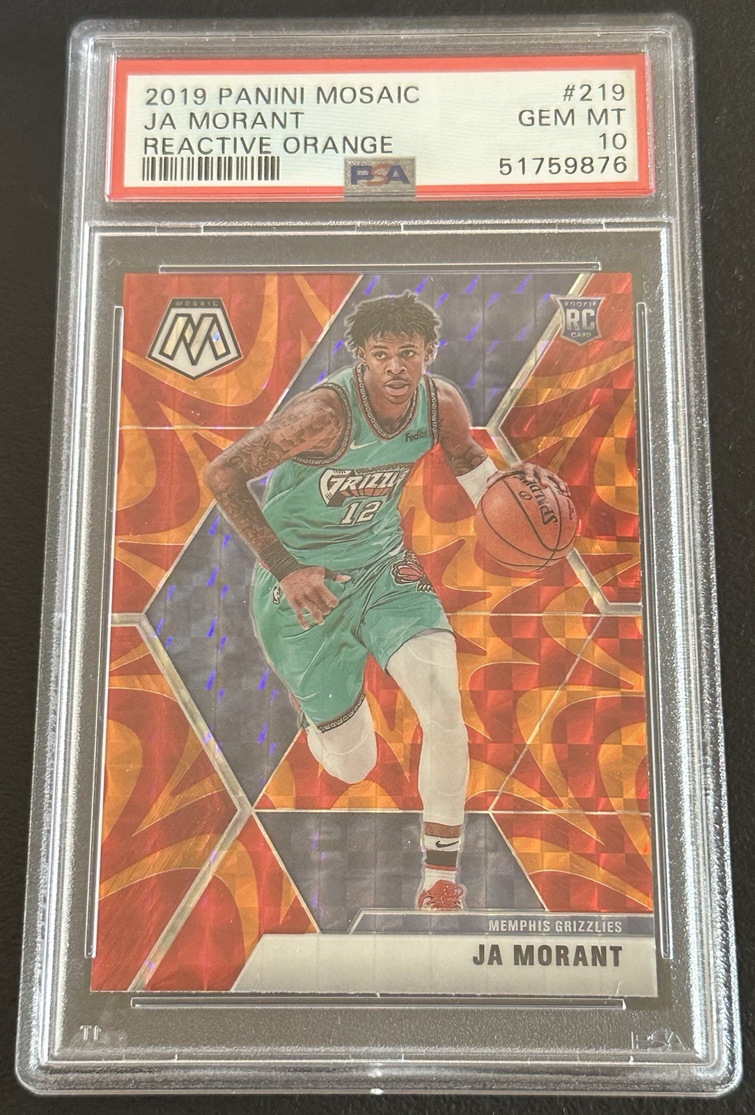 2019-20 Panini Mosaic - Rookie Ja Morant #219 Reactive Orange Prizm (RC) PSA 10