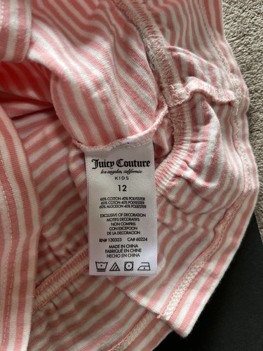Camiseta sin mangas JUICY COUTURE KIDS rosa y blanco a rayas niñas talla 12 nueva sin etiquetas - Imagen 6 de 8