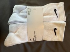 NIKE Everyday Plus Cushioned Training Crew WHITE Socks - 6 Pack - Men 8-12