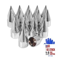 20Pcs Lug Nut Covers 33mm x 4 1/4" Spike Nut Covers ABS Chrome Plastic 20 PCS