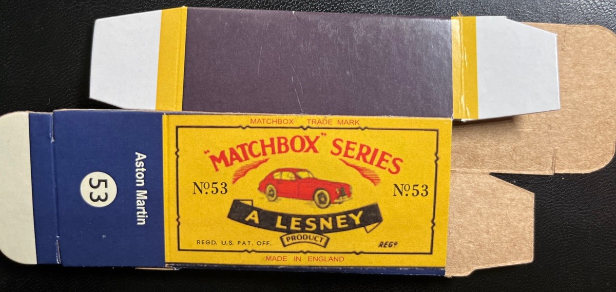 Matchbox #53 Aston Martin 1961 Type C Repro Box | eBay