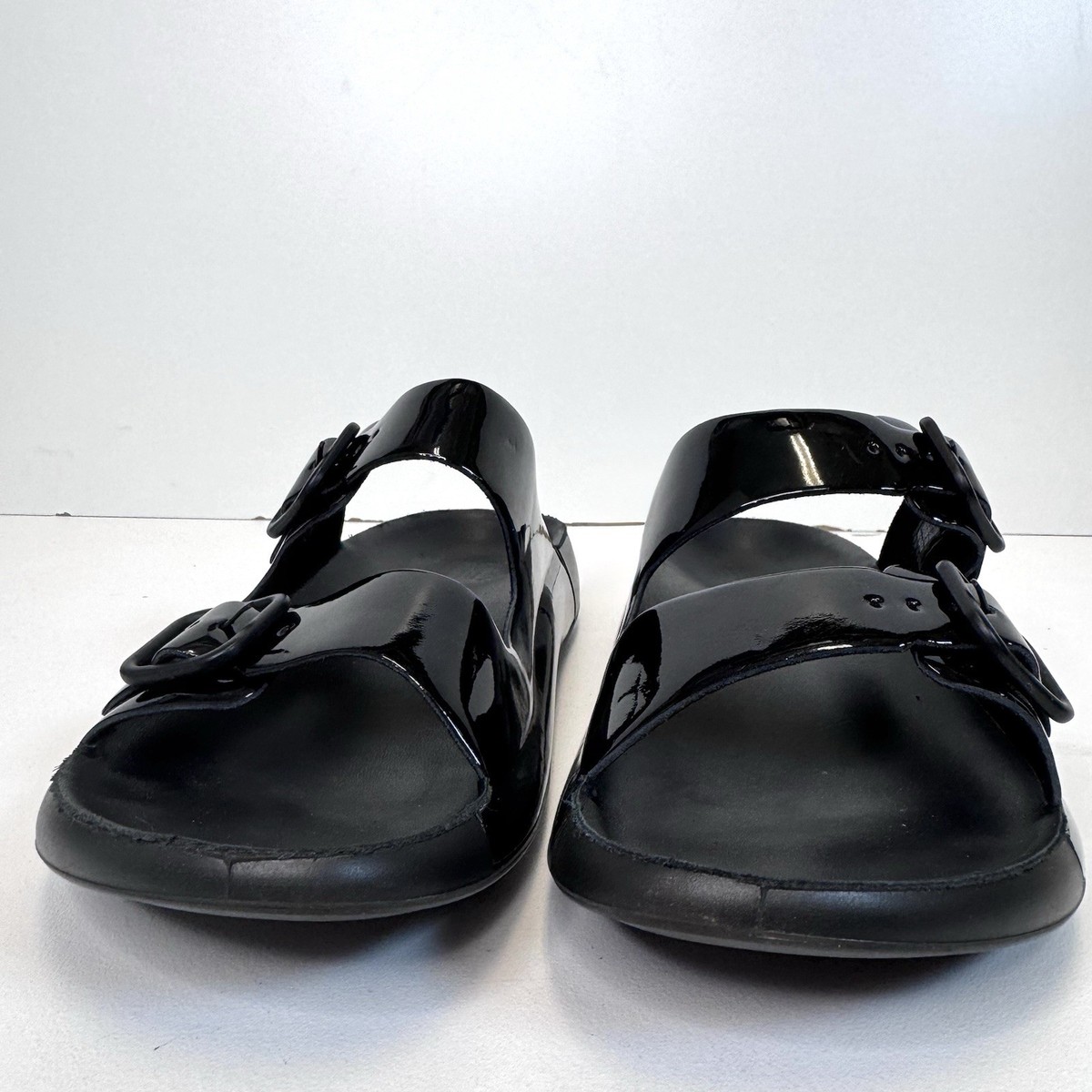 ECCO Cozma 2 Buckle Sandals Slides Shoes Black Patent Womens Size 41 US 10/10.5 View 3