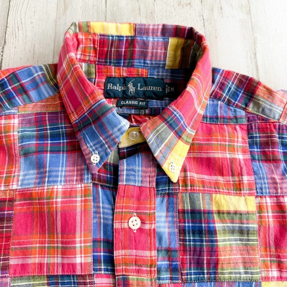 Ralph Lauren Madras Patchwork Button Down Shirt M… - image 4