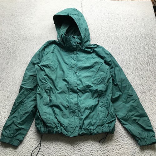 The North Face Mesh Lined Windbreaker Jacket Hoodie Womens Large L Logo Green