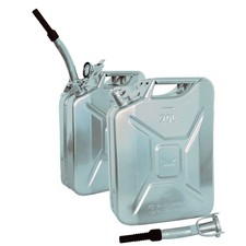 Metallkanister Benzinlkanister Kraftstoffkanister 2x 20L silber Ausgießer Halter