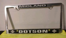 Vintage Midland Texas Nissan Dotson License Plate Frame. Made In The USA. Chrome