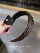 New Autumn Winter New Fashion Leopard Print Leather Headband Wide Hair Accessori