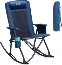 Oversized Folding Rocking Camping Chair Portable Outdoor 400 lb Blue