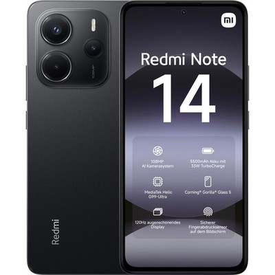 Xiaomi Redmi Note 14 128 GB Midnight Black Dual SIM Smartphone Handy