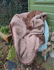 Vintage 100% Llama Fleece Shabby Chic Velvet Edged Blanket/Throw by Lama-Decke