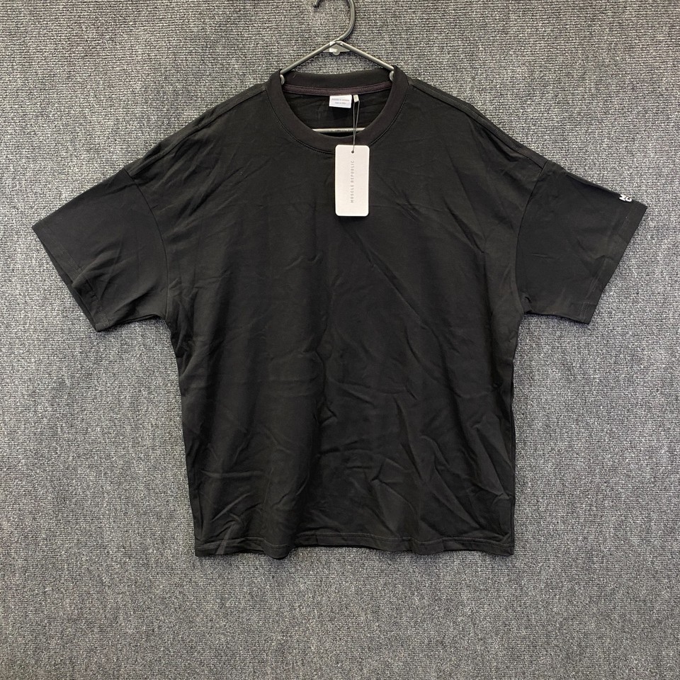 Muscle Republic Oversized T-Shirt Womens Black Short Sleeve Crew Neck Size M NWT