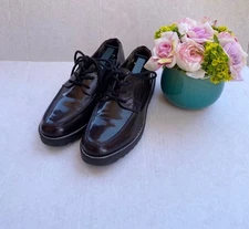 Cathy Jean Burgundy Patent Leather Oxford Shoes Women’s Size 8 Lace Up EXCELLENT
