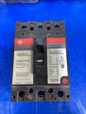 GE TEL136020WL Circuit Breaker 20A 3-Pole 600VAC