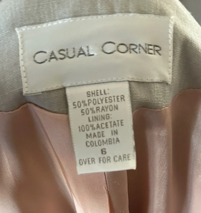 Conjunto Traje Blazer Vintage CASUAL CORNER Talla 6 Bronceado Y2K Carrera Corbata Cintura Foto 4 de 4