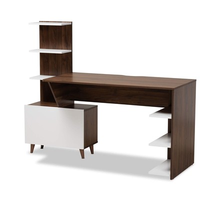 Tobias Desks, White/Walnut Brown