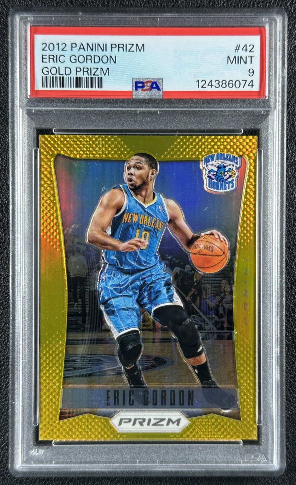 *HIGHEST GRADED* ERIC GORDON PSA 9 2012 PANINI PRIZM #42 TRUE GOLD PRIZMS 01/10 view 1