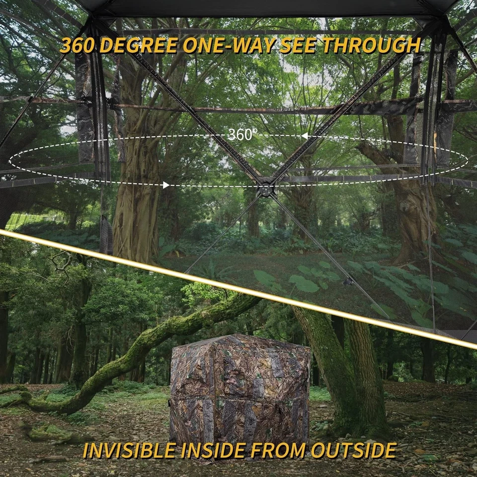 360 Degree See Through Hunting Blind, 2-3 Person Pop Up Tent - Image 4 of 4