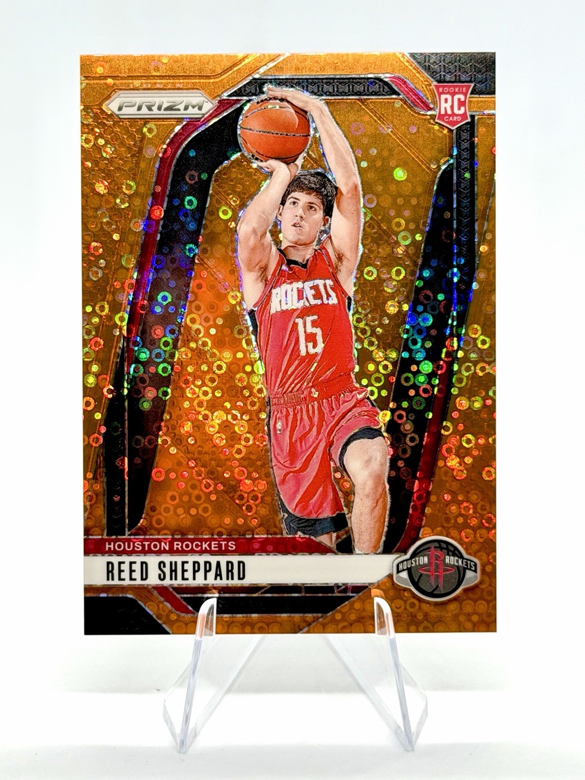 Reed Sheppard 2024-25 Panini Prizm Orange Fast Break Prizm /125 #268 Rockets