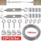15m Wire Rope Kit Stainless Steel Cable Fence Wire Roll Kit Turnbuckle Tensioner