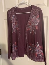 MEDIUM SOFT SURROUNDINGS purple embroidered jacket