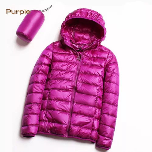 Womens Packable Ultralight Duck Down Jacket Puffer Parka Hooded Coats PLUS SIZE - Picture 17 of 26
