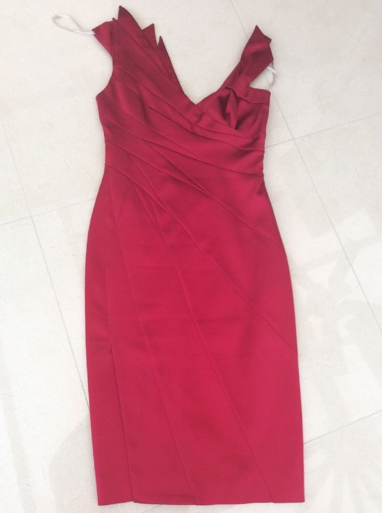 KAREN MILLEN WINTER RED DRESS SIZE 10 PARTY OFFICE BLOGGERS SOLD OUT image 2