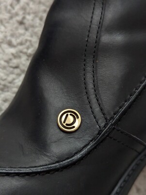 Christian Dior CD Logo Ankle Fur Bootie Leather Heels Boots Black
