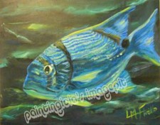 Original art Fish in sea ocean Nautical home decor beach art wall art
