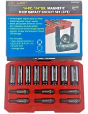14-PC 1/4" DR. Magnetic Deep Impact Socket 6-Point METRIC SET ( 4mm to 15mm)