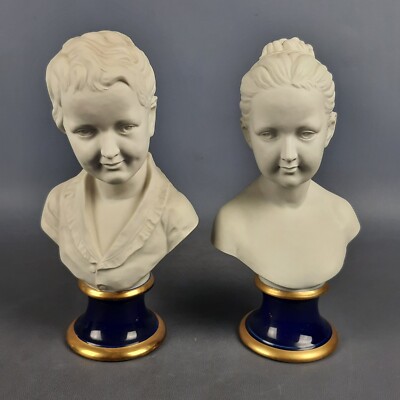 Keramik Statue Biscuit Capodimonte Firma Pucci Junge Und Mädchen Vintage 1970