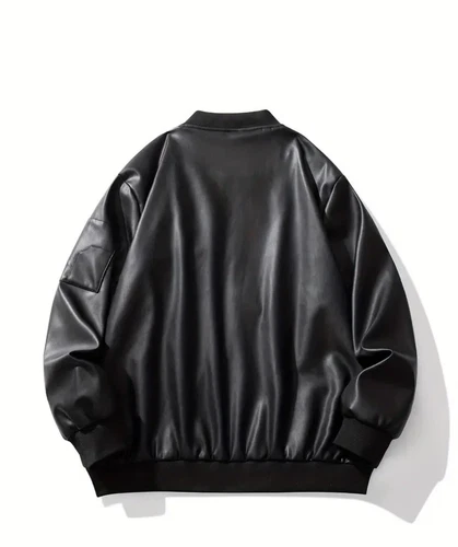 Men's PU Leather Motorcycle Biker Bomber Coat Stand Collar Jacket Big 6XL - Bild 3 von 8