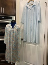 Vintage Vanity Fair Floral Blue Nightgown Size Large Lot Of 2