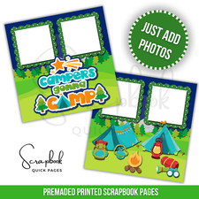 Camping Summer Scrapbook Pages PRINTED Premade Scrapbook Quick Pages 129