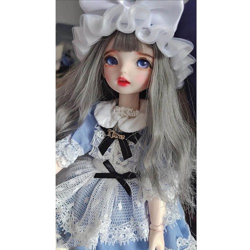 30cm 1/6 BJD Doll 22 Joints Doll Blue Dress Gray Wig Blue Eyes + Handmade Paint - Imagen 2 de 5