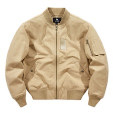 American Style Mens Stand Collar 100% Cotton Bomber Flight Jacket Short Coat New