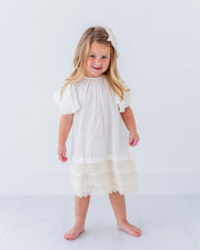 Girls Baptism Dress. Toddler Girl Christening Dress. Girl Rustic Easter Dress.
