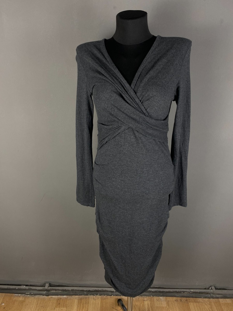 me and em long sleeve dress ME + EM Dress Long Sleeve Gray Size M
