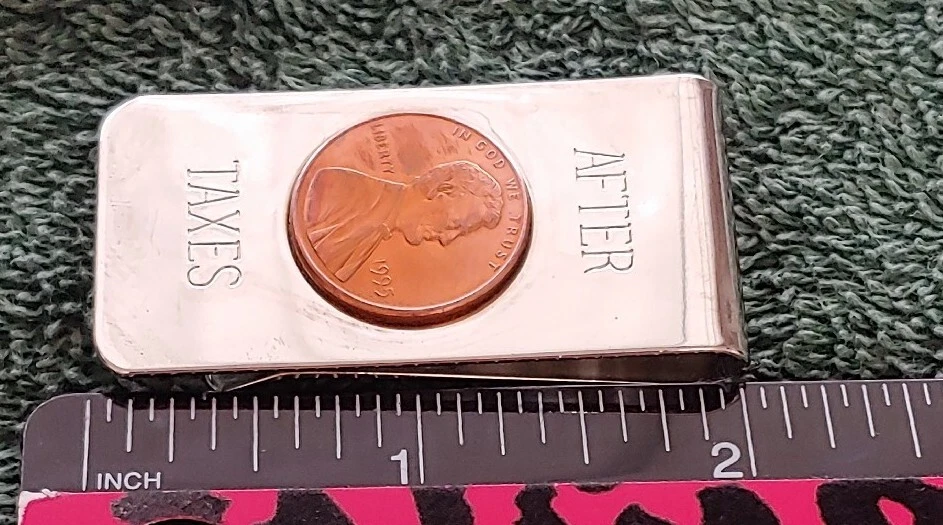 Vintage AFTER TAXES 1995 Penny Money Clip New. Funny Gift. - Image 2 of 4