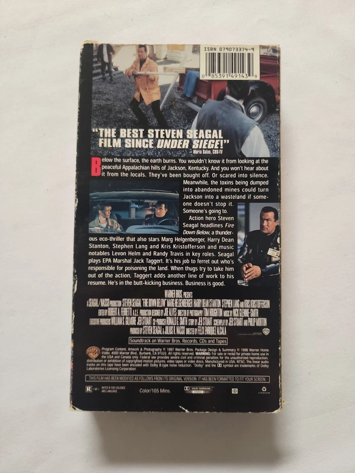 FIRE DOWN BELOW Steven Seagal VHS Tape, COMPLETE/TESTED SEE PHOTOS (VHS50) Foto 2 de 4