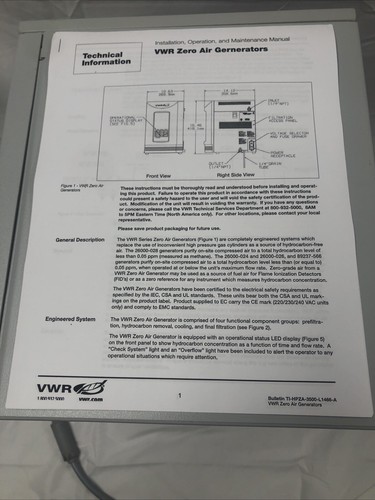 VWR Parker Balston HPZA-3500 L1466 Zero Air Generator - Picture 16 of 24