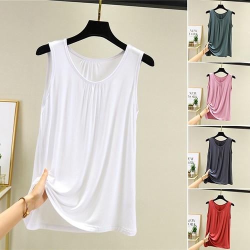 Gilet D'été Uni Extensible Pour Femmes Débardeur Sans Manches À Bretelles T- ~