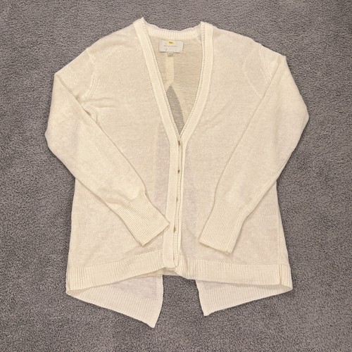 Brochu Walker Cardigan Womens Medium Ivory Linen Lagen Look Layered Minimal