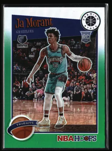 Ja Morant 2019-20 Hoops Premium Stock #297 Prizms Green Memphis Grizzlies Rookie