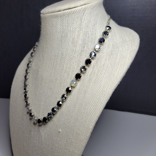Collana Catena Coppa Opale Night Falls 8 mm Grigio Nero Cristalli Chiari - Foto 4 di 14
