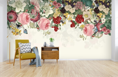 3D Red Rose Leaves ZHU7564 Wallpaper Wall Mural Removable Self-adhesive Zoe